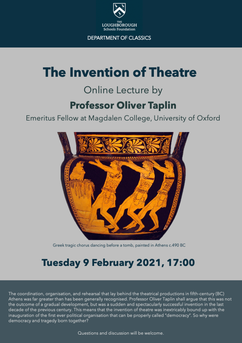 Professor Oliver Taplin Online Lecture 2021
